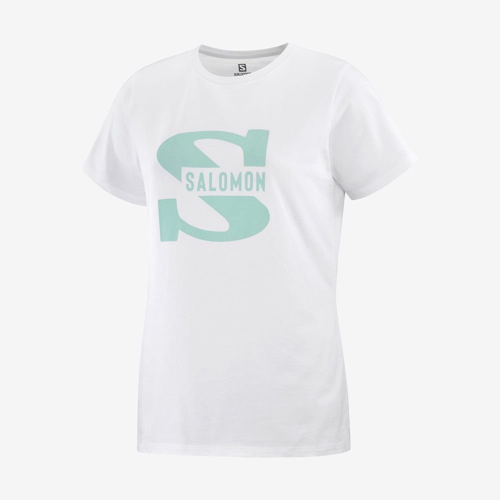 Salomon T-Shirts Dame Hvide - OUTLIFE BIG LOGO (OPFES-0523)